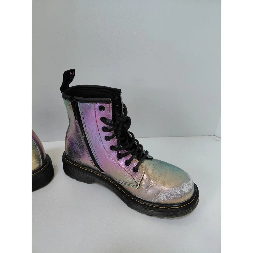 Dr. Martens AirWair 1460 J Multi Rainbow Crinkle Boots Kids Size 2
